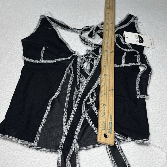 Shop SXC Sheer Mesh Halter Tie Front Top Black Small Y2K Clubwear Fairycore Crop - Picture 8 of 8